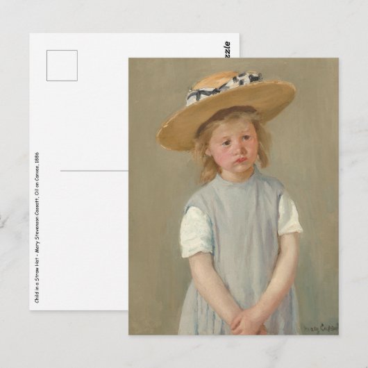 Mary Cassatt - Kind in een strohoed Briefkaart (Voorkant / Achterkant)