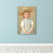 Mary Cassatt - Kind in een strohoed Canvas Afdruk (Insitu (Houten vloer))