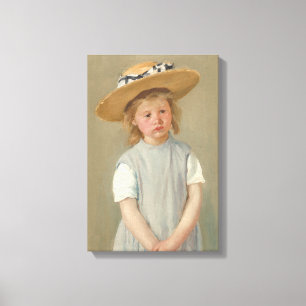 Mary Cassatt - Kind in een strohoed Canvas Afdruk