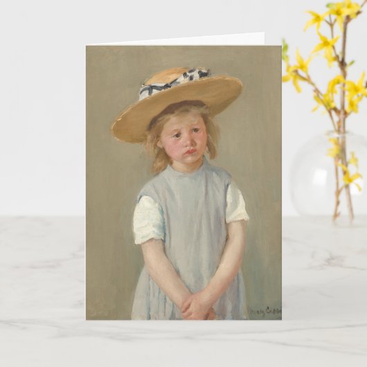 Mary Cassatt - Kind in een strohoed Kaart (Gele Bloem)