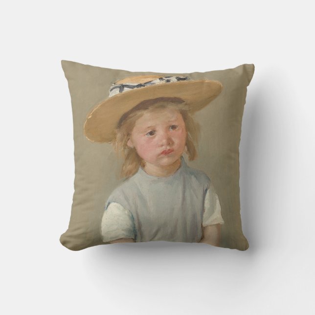 Mary Cassatt - Kind in een strohoed Kussen (Voorkant)