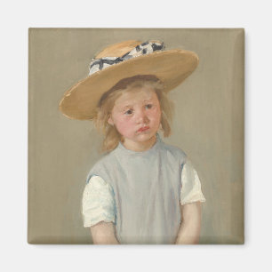 Mary Cassatt - Kind in een strohoed Magneet