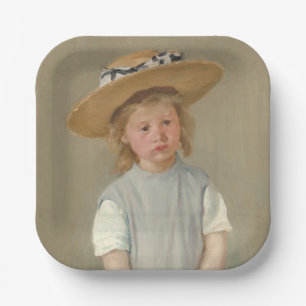 Mary Cassatt - Kind in een strohoed Papieren Bordje