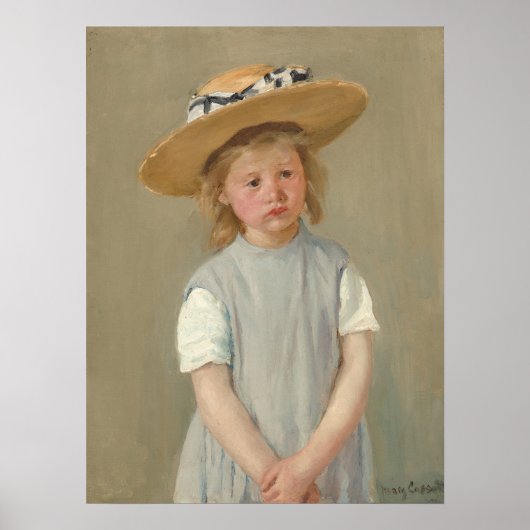 Mary Cassatt - Kind in een strohoed Poster (Voorkant)