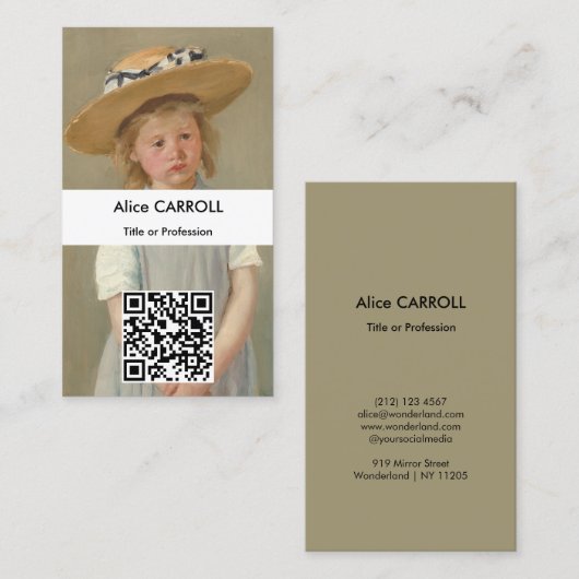 Mary Cassatt - Kind in een strohoed - QR Code Visitekaartje (Voorkant / Achterkant)