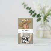 Mary Cassatt - Kind in een strohoed - QR Code Visitekaartje (Staand voorkant)