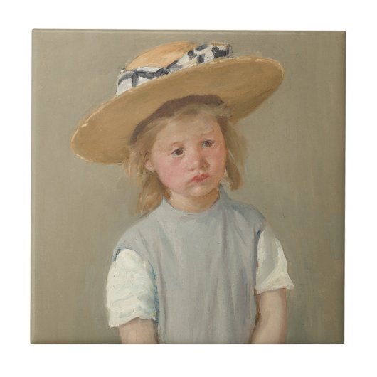 Mary Cassatt - Kind in een strohoed Tegeltje (Voorkant)