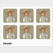 Mary Cassatt - Kind in een strohoed Vierkante Sticker (Vel)