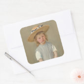 Mary Cassatt - Kind in een strohoed Vierkante Sticker (Envelop)