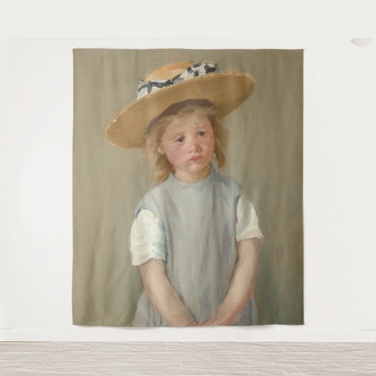 Mary Cassatt - Kind in een strohoed Wandkleed (Voorkant)