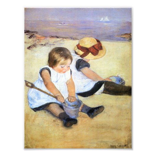 Mary Cassatt Kinderen die op de Beach Print spelen Foto Afdruk (Voorkant)