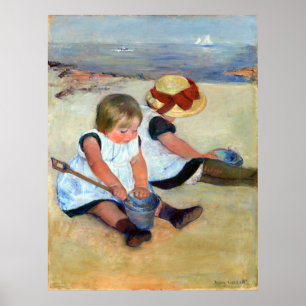 Mary Cassatt Kinderen die op de strand spelen Poster