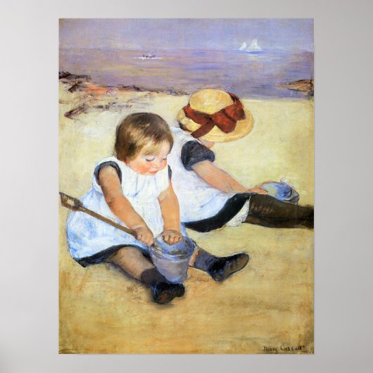 Mary Cassatt Kinderen die op het strand Poster spe (Voorkant)