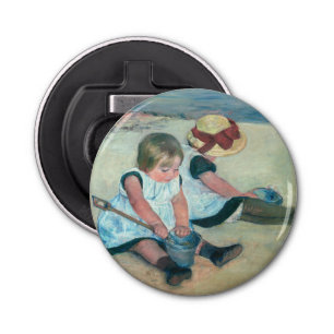 Mary Cassatt - Kinderen die op het strand spelen Button Flesopener