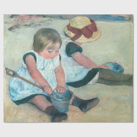 Mary Cassatt - Kinderen die op het strand spelen Cadeaupapier (Vlak)