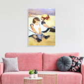 Mary Cassatt Kinderen die op het strand spelen Canvas Afdruk (Insitu (Woonkamer))