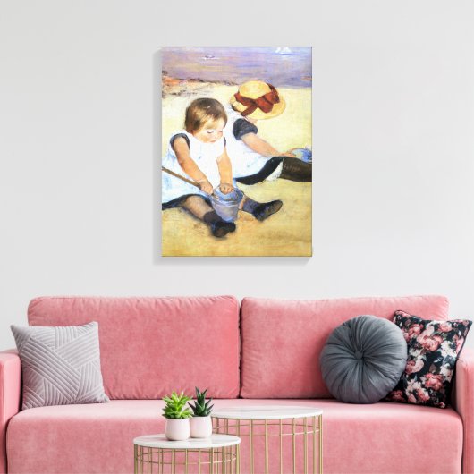 Mary Cassatt Kinderen die op het strand spelen Canvas Afdruk (Insitu (Woonkamer))