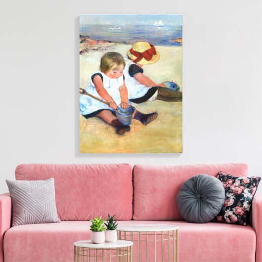 Mary Cassatt Kinderen die op het strand spelen Canvas Afdruk (Insitu (Woonkamer))