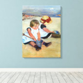 Mary Cassatt Kinderen die op het strand spelen Canvas Afdruk (Insitu (Houten vloer))