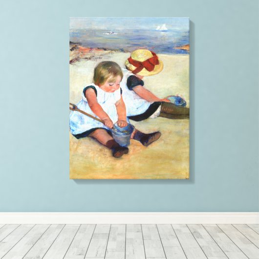 Mary Cassatt Kinderen die op het strand spelen Canvas Afdruk (Insitu (Houten vloer))