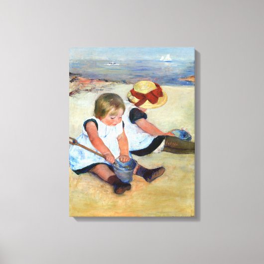Mary Cassatt Kinderen die op het strand spelen Canvas Afdruk (Voorkant)