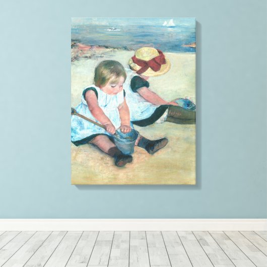 Mary Cassatt - Kinderen die op het strand spelen Canvas Afdruk (Insitu (Houten vloer))