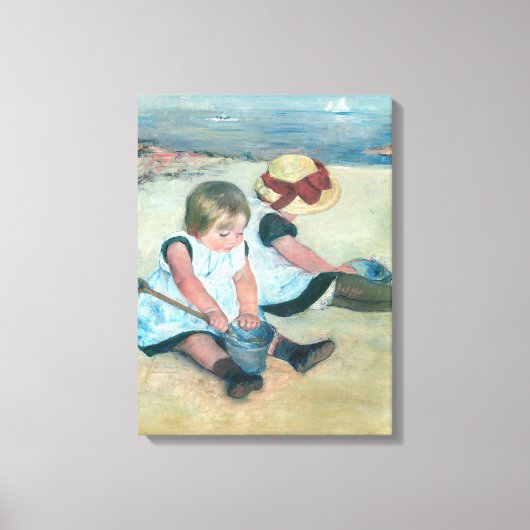 Mary Cassatt - Kinderen die op het strand spelen Canvas Afdruk (Voorkant)
