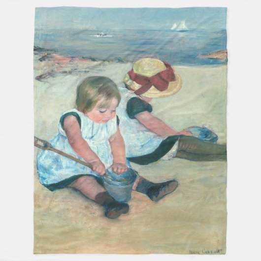 Mary Cassatt - Kinderen die op het strand spelen Fleece Deken (Voorkant)
