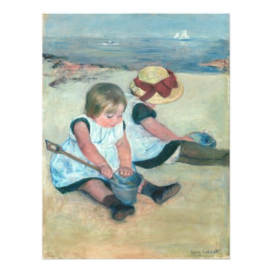 Mary Cassatt - Kinderen die op het strand spelen Foto Afdruk (Voorkant)