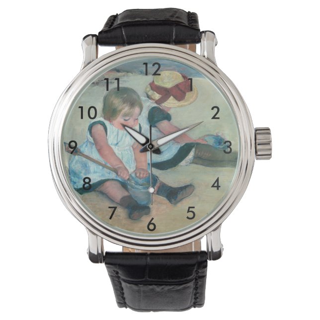 Mary Cassatt - Kinderen die op het strand spelen Horloge (Voorkant)