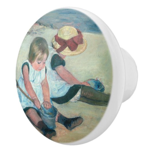 Mary Cassatt - Kinderen die op het strand spelen Keramische Knop (Rechts)