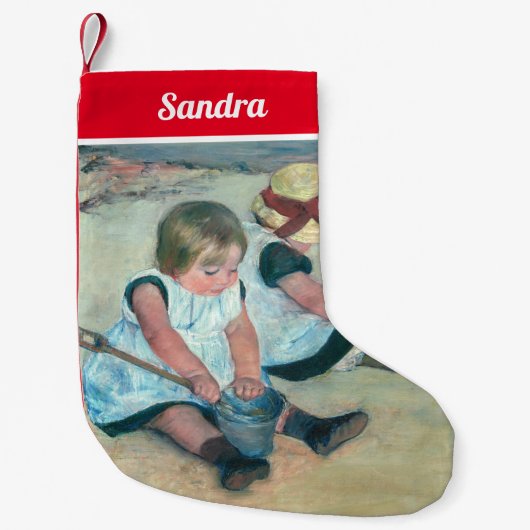 Mary Cassatt - Kinderen die op het strand spelen Kleine Kerstsok (Voorkant)