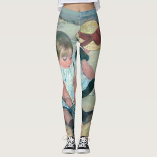 Mary Cassatt - Kinderen die op het strand spelen Leggings