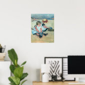 Mary Cassatt - Kinderen die op het strand spelen Poster (Thuiskantoor)