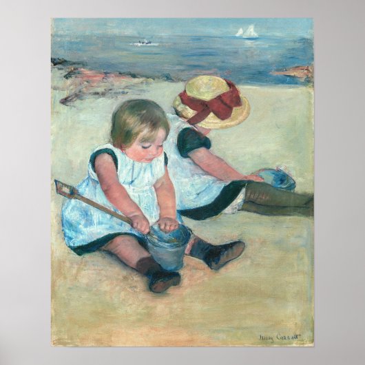 Mary Cassatt - Kinderen die op het strand spelen Poster (Voorkant)