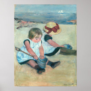 Mary Cassatt - Kinderen die op het strand spelen Poster