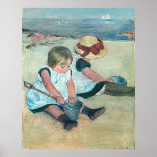 Mary Cassatt - Kinderen die op het strand spelen Poster