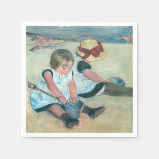 Mary Cassatt - Kinderen die op het strand spelen Servet (Voorkant)