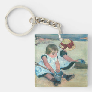 Mary Cassatt - Kinderen die op het strand spelen Sleutelhanger