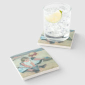 Mary Cassatt - Kinderen die op het strand spelen Stenen Onderzetter (Zijkant)