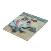 Mary Cassatt - Kinderen die op het strand spelen Tegeltje (Zijkant)