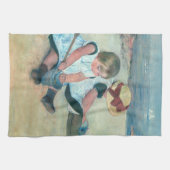 Mary Cassatt - Kinderen die op het strand spelen Theedoek (Horizontaal)