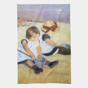 Mary Cassatt Kinderen die op het strand spelen Theedoek