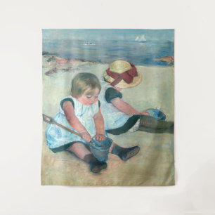 Mary Cassatt - Kinderen die op het strand spelen Wandkleed