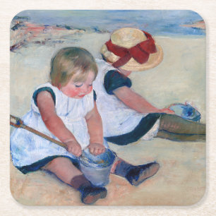 Mary Cassatt Kinderen spelen op het strand 1884  Kartonnen Onderzetters
