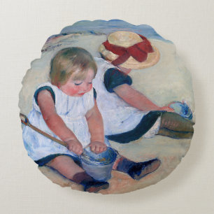 Mary Cassatt Kinderen spelen op het strand 1884 Rond Kussen