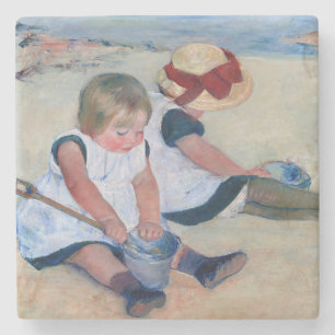 Mary Cassatt Kinderen spelen op het strand 1884 Stenen Onderzetter