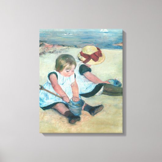 Mary Cassatt - Kinderen spelen op het strand Canvas Afdruk (Voorkant)