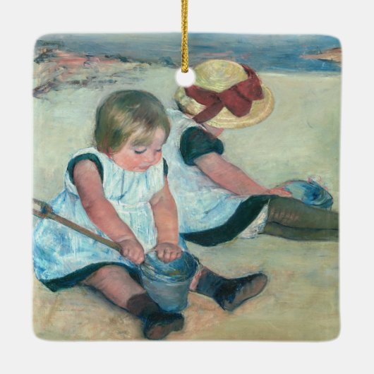 Mary Cassatt - Kinderen spelen op het strand Keramisch Ornament (Achterkant)