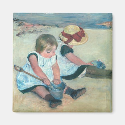 Mary Cassatt - Kinderen spelen op het strand Magneet (Voorkant)